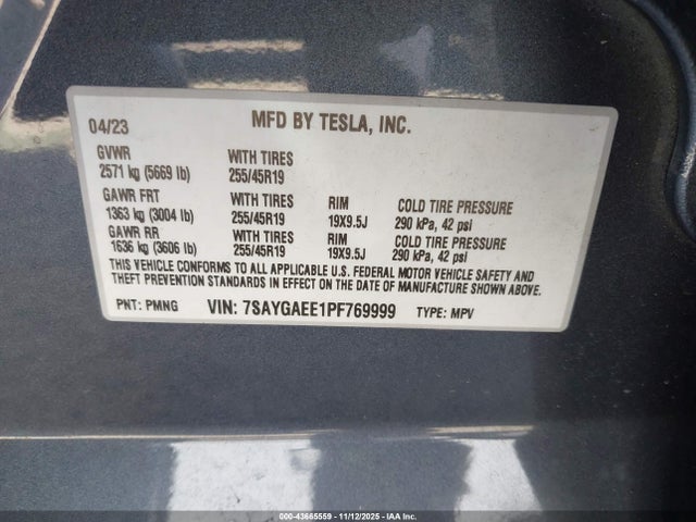 2023 TESLA MODEL Y 7SAYGAEE1PF769999 Photo 8