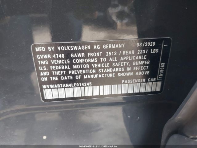 2020 VOLKSWAGEN ARTEON WVWAR7AN4LE014245 Photo 8