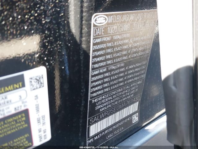 2021 LAND ROVER RANGE ROVER SPORT SALWR2SE0MA761432 Photo 8