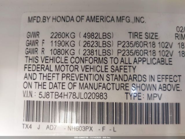 2018 ACURA RDX 5J8TB4H78JL020983 Photo 8