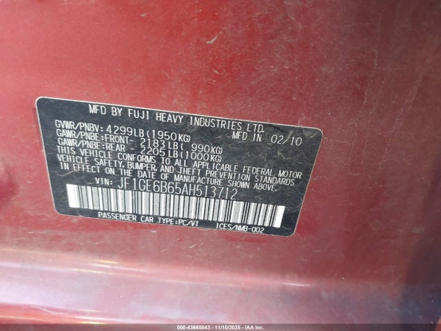 2010 SUBARU IMPREZA JF1GE6B65AH513712 Photo 8
