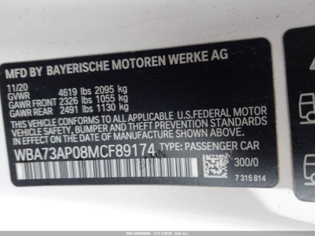2021 BMW 430I WBA73AP08MCF89174 Photo 8