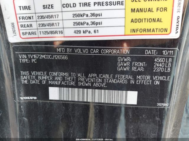 2012 VOLVO C70 YV1672MC0CJ126566 Photo 8