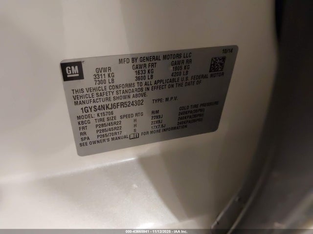 2015 CADILLAC ESCALADE 1GYS4NKJ6FR524302 Photo 8