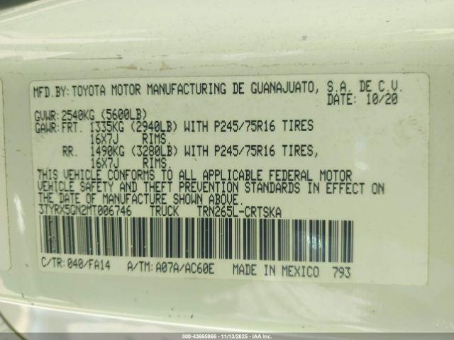 2021 TOYOTA TACOMA 3TYRX5GN2MT006746 Photo 8