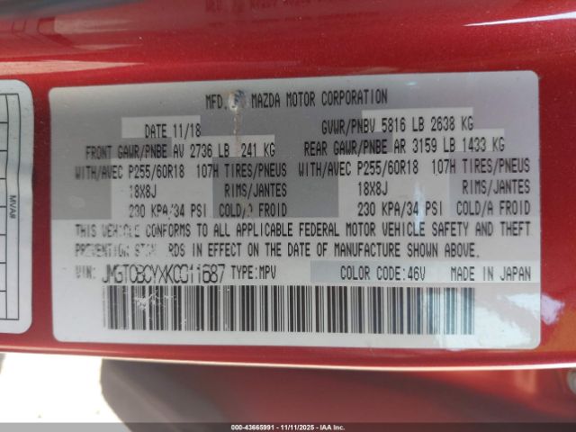 2019 MAZDA CX-9 JM3TCBCYXK0311687 Photo 8