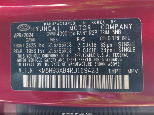 2024 HYUNDAI KONA KM8HB3AB4RU169423 Photo 8