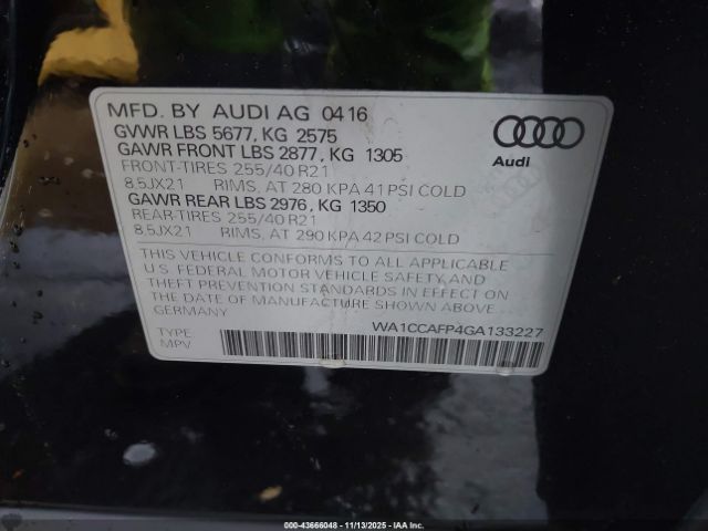 2016 AUDI SQ5 WA1CCAFP4GA133227 Photo 8
