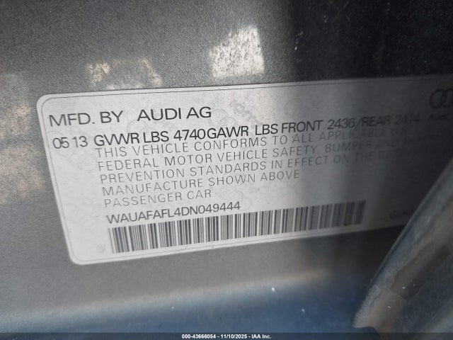 2013 AUDI A4 WAUAFAFL4DN049444 Photo 8