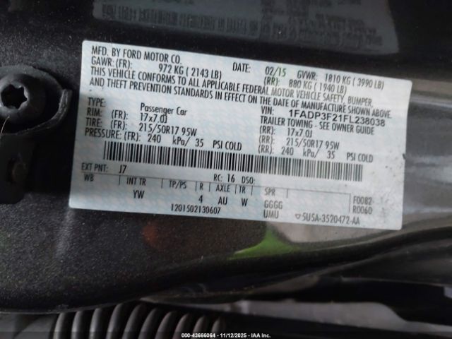 2015 FORD FOCUS 1FADP3F21FL238038 Photo 8
