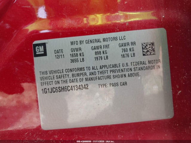 2012 CHEVROLET SONIC 1G1JC6SH6C4134342 Photo 8