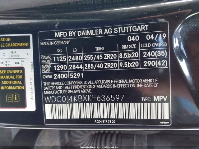 Aukcja sprzedaży 2019 Mercedes-benz Glc 300 Coupe 4matic, vin: WDC0J4KBXKF636597, numer aukcji: 43666101