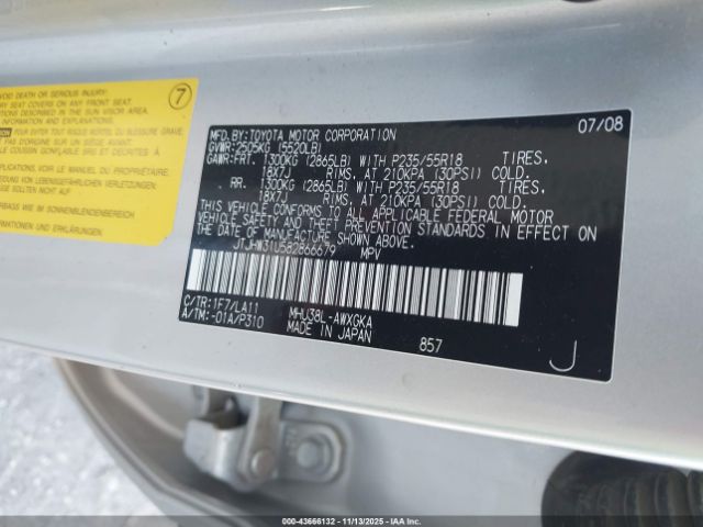 2008 LEXUS RX 400H JTJHW31U582866679 Photo 8