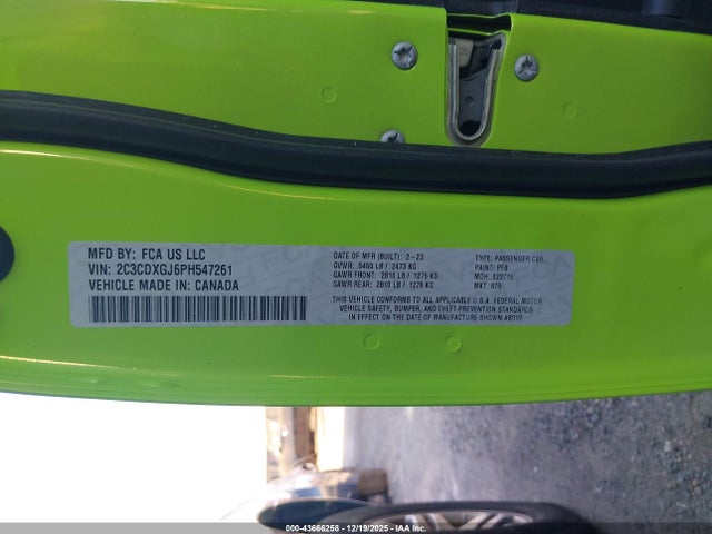 Dodge Charger 2023 2C3CDXGJ6PH547261 Image 9