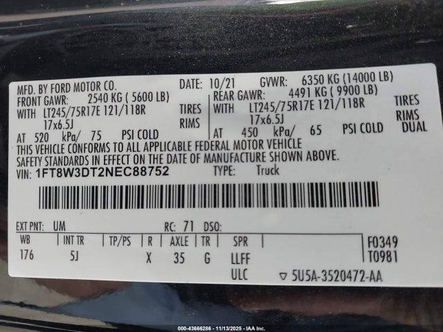 Ford F-350 Lariat 2022 1FT8W3DT2NEC88752 Image 9