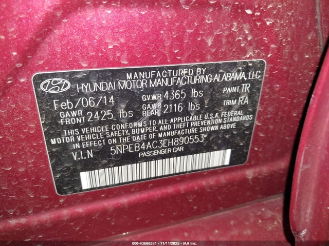 Hyundai SONATA GLS 2014 5NPEB4AC3EH890553 Image 9