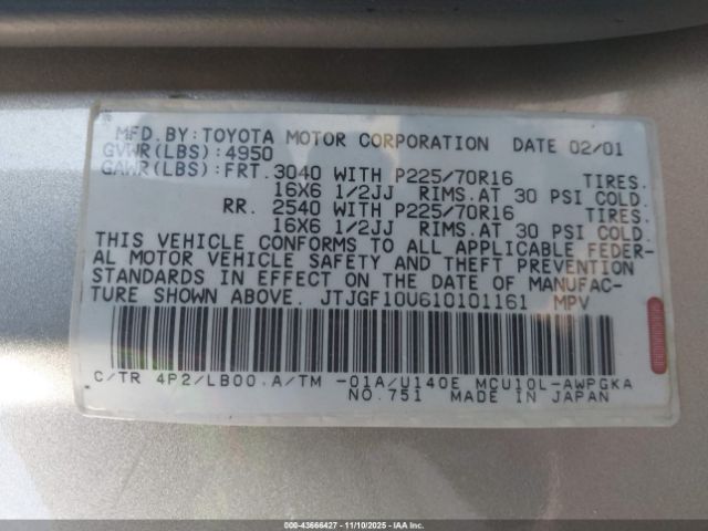 2001 LEXUS RX 300 JTJGF10U610101161 Photo 8