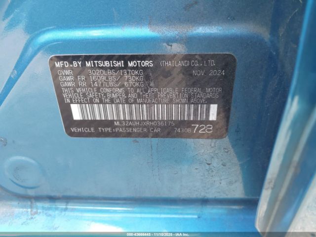 2024 MITSUBISHI MIRAGE ML32AUHJXRH036175 Photo 8