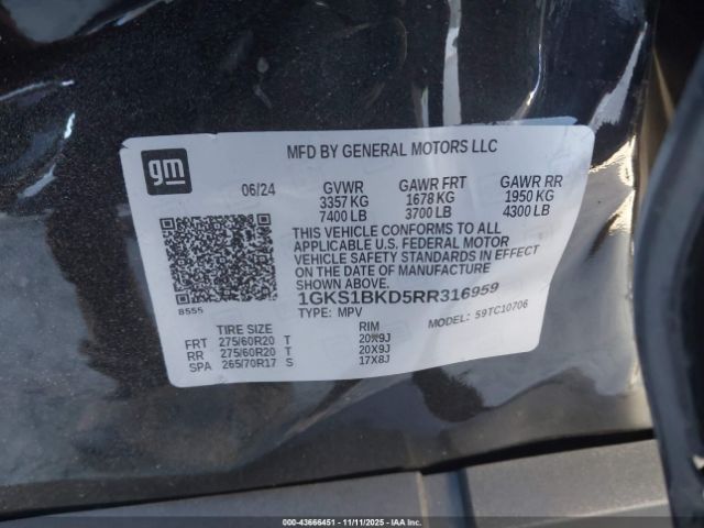 2024 GMC YUKON 1GKS1BKD5RR316959 Photo 8