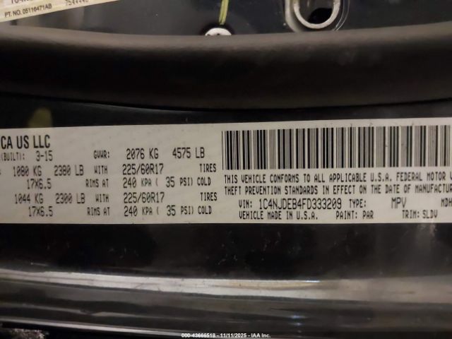 2015 JEEP COMPASS 1C4NJDEB4FD333209 Photo 8