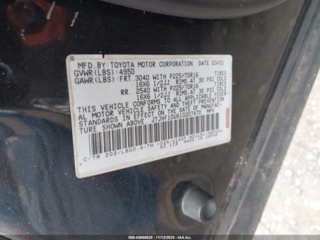 2001 LEXUS RX 300 JTJHF10U610207470 Photo 8