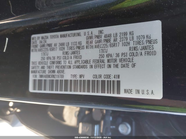 Aukcja sprzedaży 2024 Mazda Cx-50 2.5 S Preferred, vin: 7MMVABBM3RN219789, numer aukcji: 43666536
