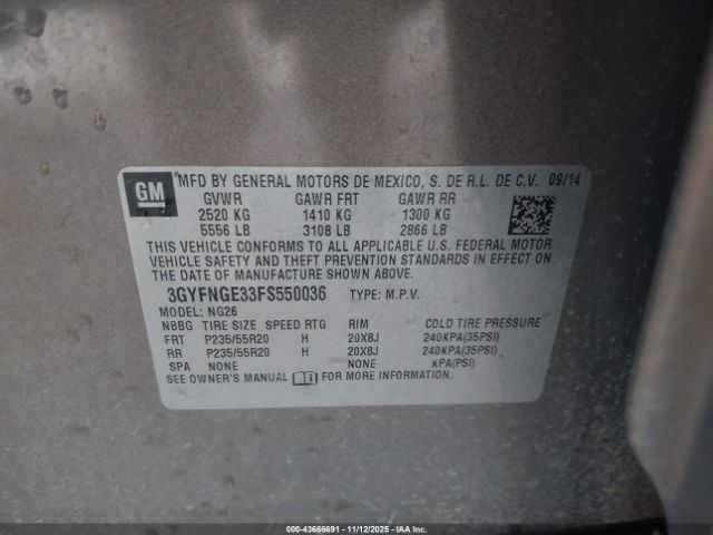 2015 CADILLAC SRX 3GYFNGE33FS550036 Photo 8