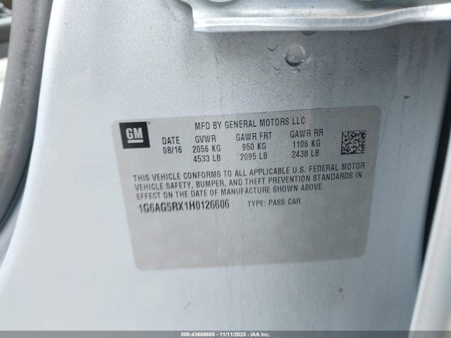 1G6AG5RX1H0126606 Cadillac Ats Standard