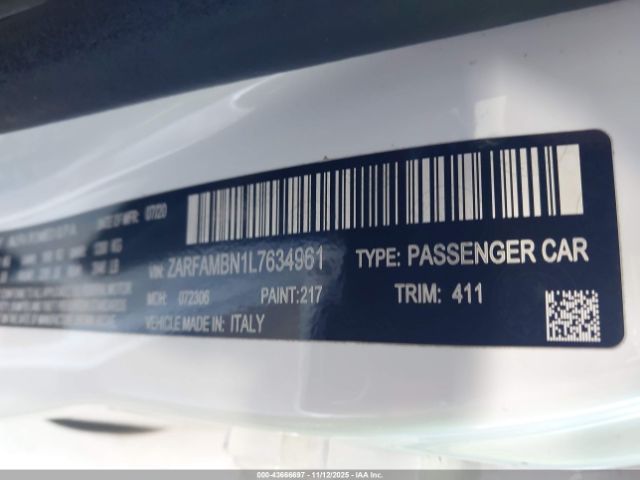 2020 ALFA ROMEO GIULIA ZARFAMBN1L7634961 Photo 8