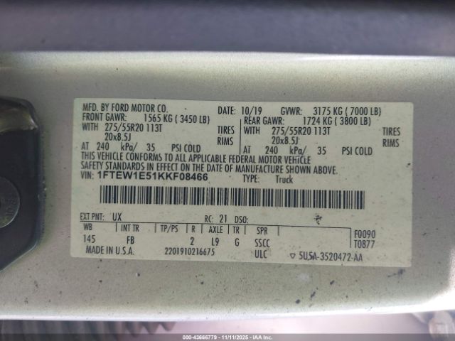 2019 FORD F-150 1FTEW1E51KKF08466 Photo 8