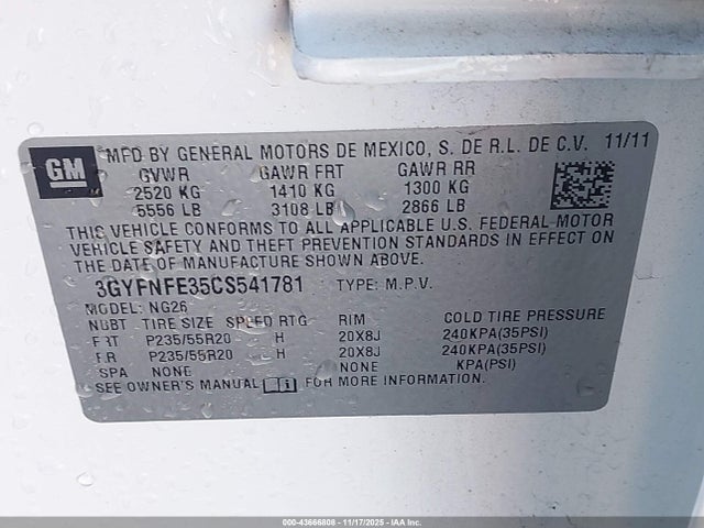 2012 CADILLAC SRX 3GYFNFE35CS541781 Photo 8