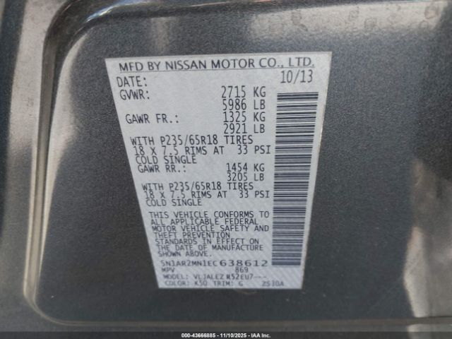 2014 NISSAN PATHFINDER 5N1AR2MN1EC638612 Photo 8