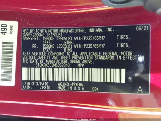 2021 TOYOTA SIENNA 5TDKRKEC8MS052010 Photo 8