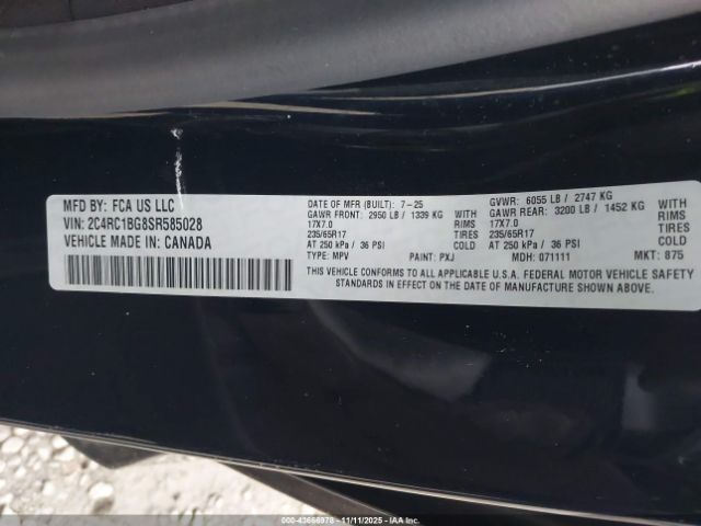2025 CHRYSLER PACIFICA 2C4RC1BG8SR585028 Photo 8