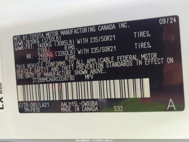 2024 LEXUS RX 350H 2T2BBMCA6RC058790 Photo 8