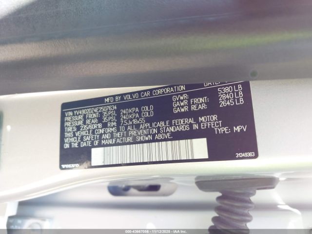 2014 VOLVO XC60 YV4902DZ4E2507634 Photo 8