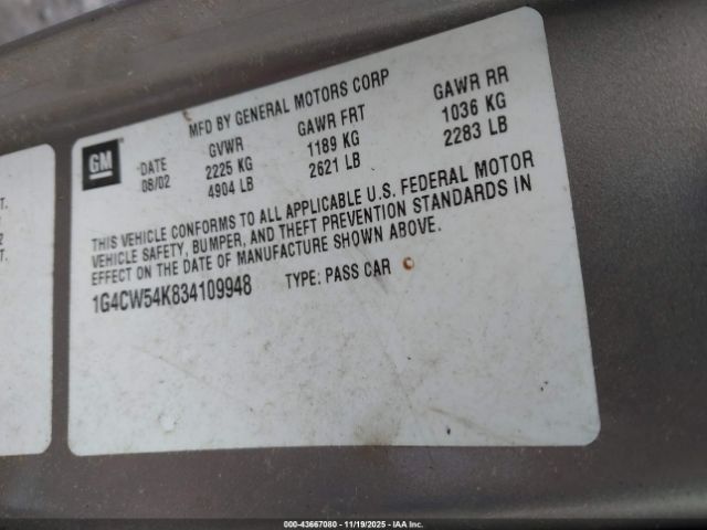 2003 BUICK PARK AVENUE 1G4CW54K834109948 Photo 8