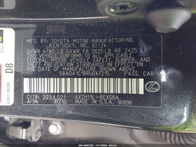 2024 LEXUS ES 300H 58ADA1C18RU047215 Photo 8