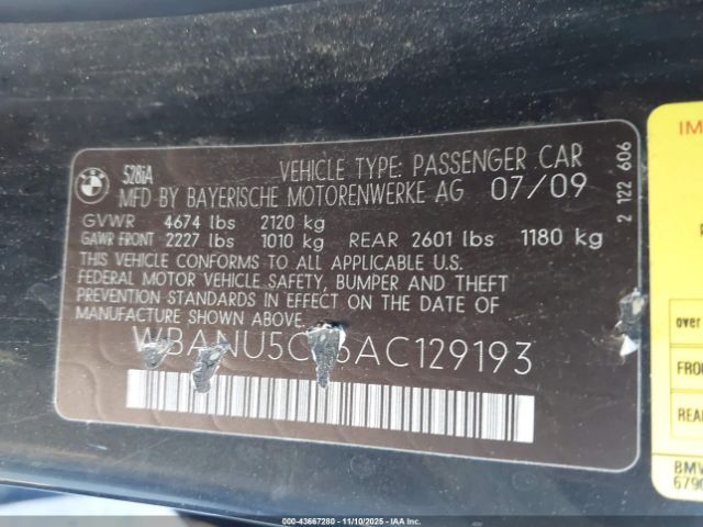 2010 BMW 528I WBANU5C56AC129193 Photo 8