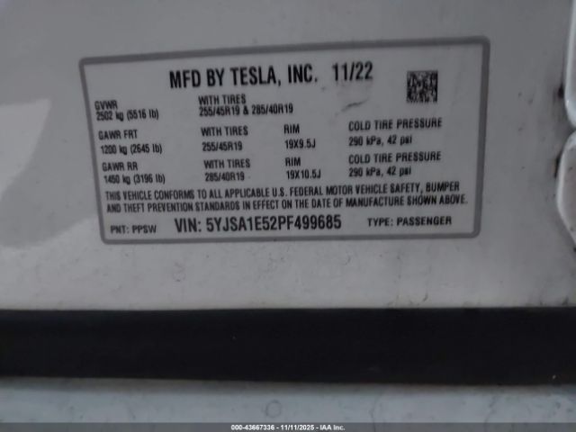 2023 TESLA MODEL S 5YJSA1E52PF499685 Photo 8