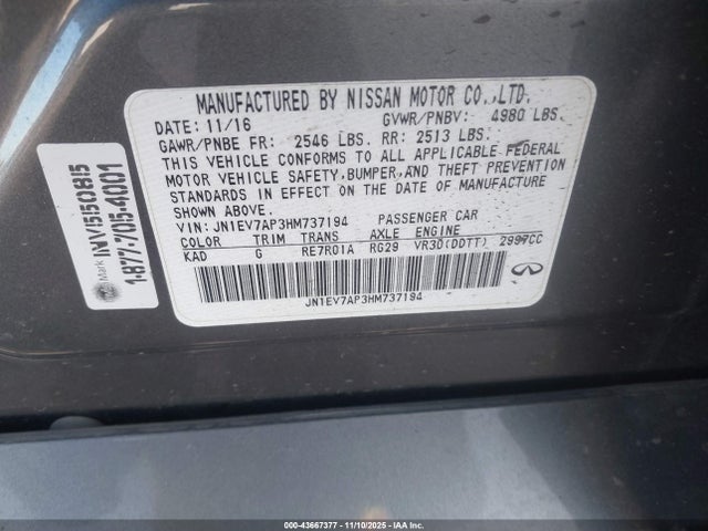 JN1EV7AP3HM737194 Infiniti Q50 3.0t Sport