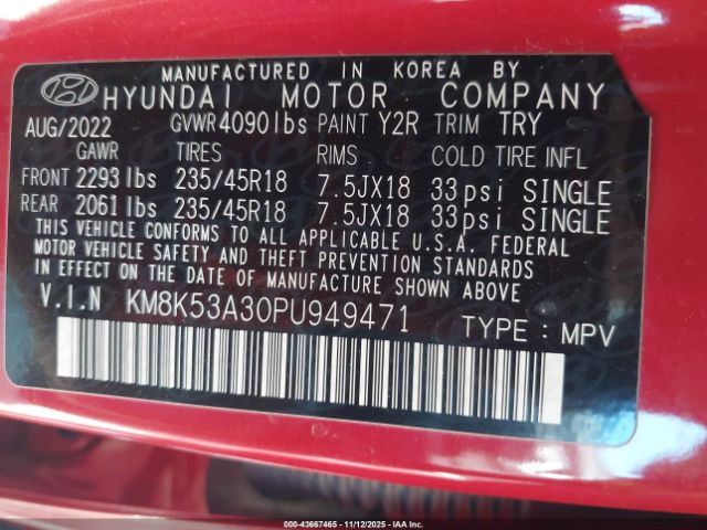 2023 HYUNDAI KONA KM8K53A30PU949471 Photo 8