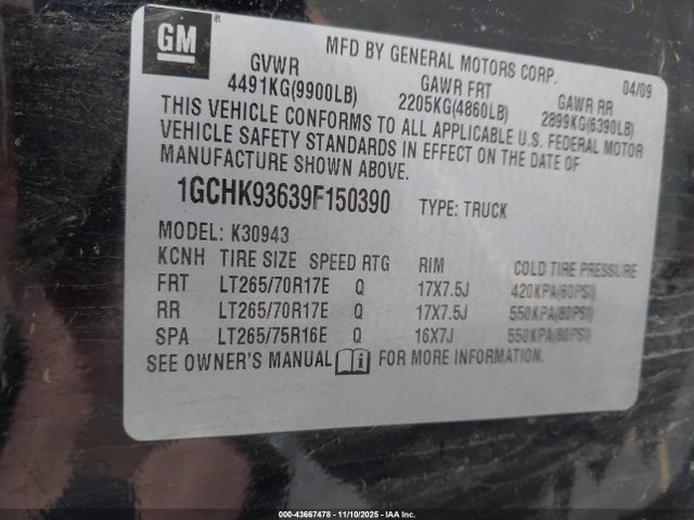 2009 CHEVROLET SILVERADO 3500HD 1GCHK93639F150390 Photo 8