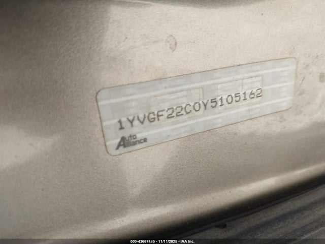 Aukcja sprzedaży 2000 Mazda 626 Es/lx, vin: 1YVGF22C0Y5105162, numer aukcji: 43667485
