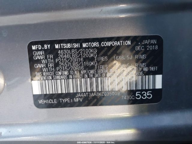 2019 MITSUBISHI ECLIPSE CROSS JA4AT3AA8KZ035009 Photo 8