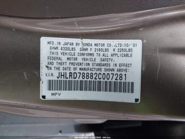 2002 HONDA CR-V JHLRD78882C007281 Photo 8