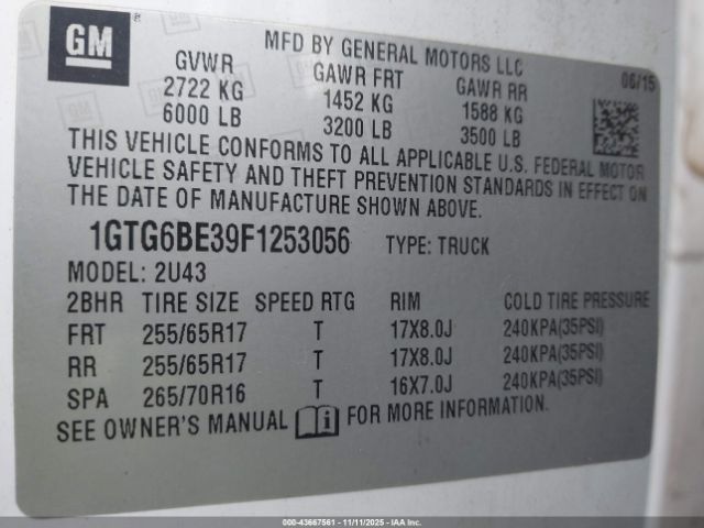 2015 GMC CANYON 1GTG6BE39F1253056 Photo 8
