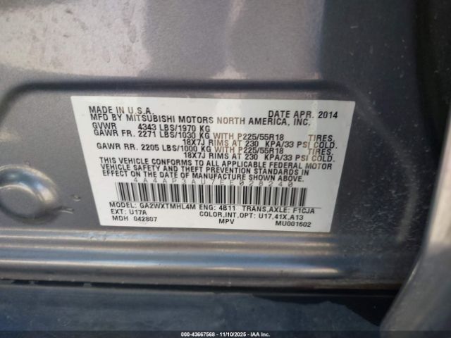 2014 MITSUBISHI OUTLANDER SPORT 4A4AP3AU7EE028240 Photo 8