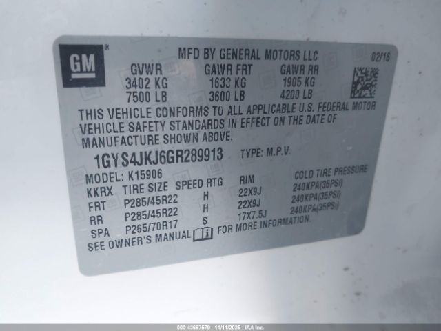 2016 CADILLAC ESCALADE ESV 1GYS4JKJ6GR289913 Photo 8