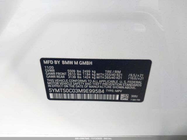 2021 BMW X3 M 5YMTS0C03M9E99584 Photo 8